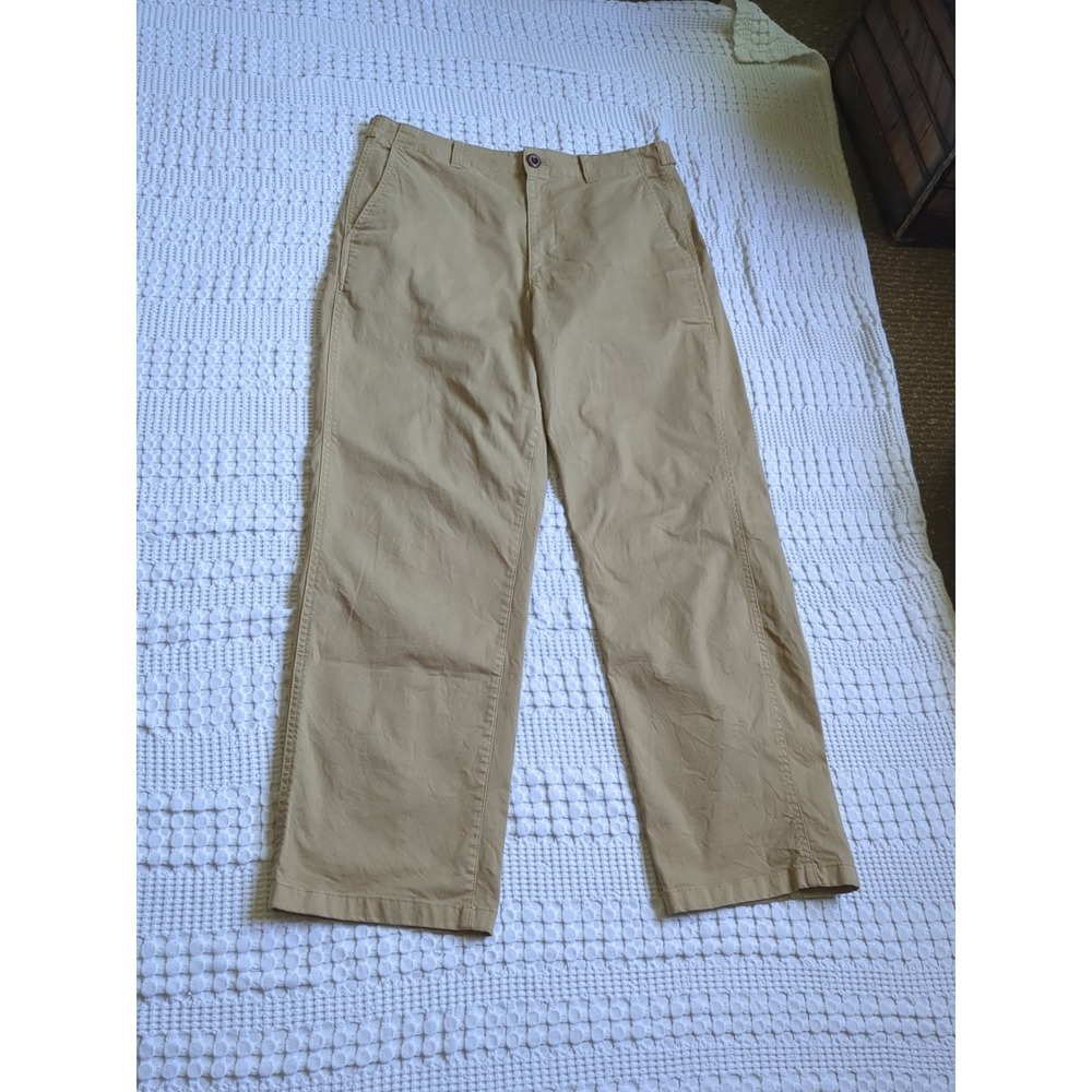 Alex Mill Twill Pants Straight Leg High Adjustable Waist Size 8 Tan Womens 32X28